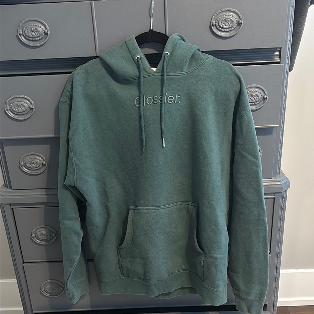 Glossier Green Sweatshirt Classic Pullover with Hood